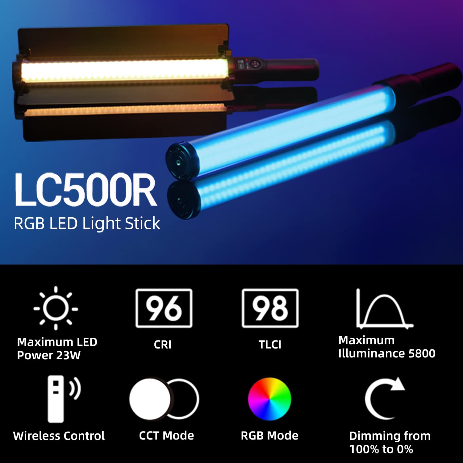 極上品 GODOX LC500R LEDライトスティック フルカラー 照明 Amazon.com : GODOX LC500R 23W RGB LED Light Stick 0%-100